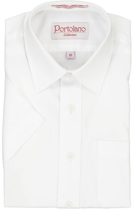 Portolano Boys Short Sleeve White Textured Dress Shirt - 2632 Portolano Boys Short Sleeve White Textured Dress Shirt - 2632