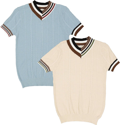 N° 18 Kids Boys Knitted V-Neck Short Sleeve Sweater - SB3CY2021