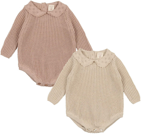 Analogie by Lil Legs Shabbos Collection Baby Toddler Girls Pointelle Collar Knit Romper