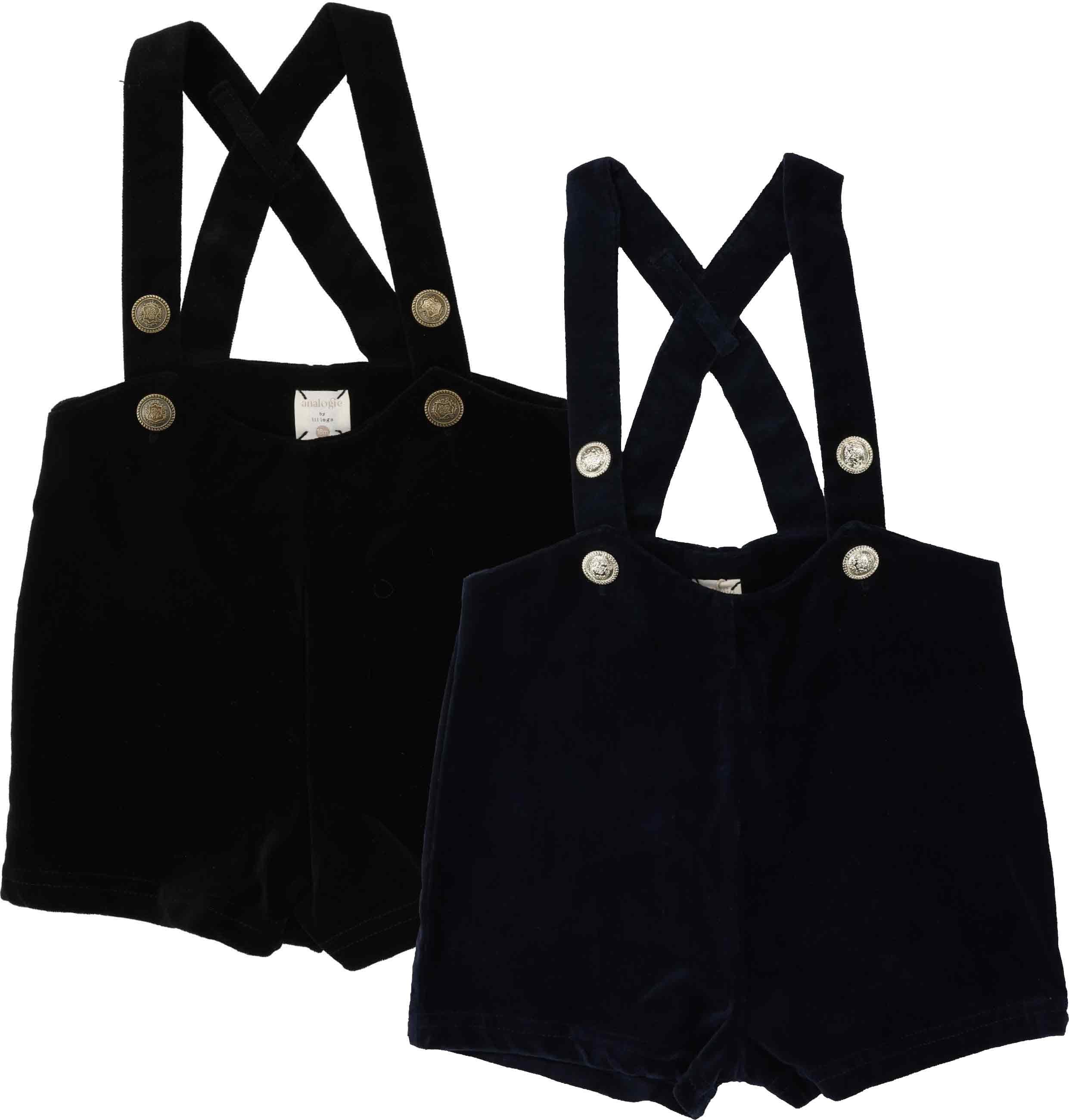 Analogie by Lil Legs Shabbos Collection Toddler Boys Velvet Suspender Shorts - SS