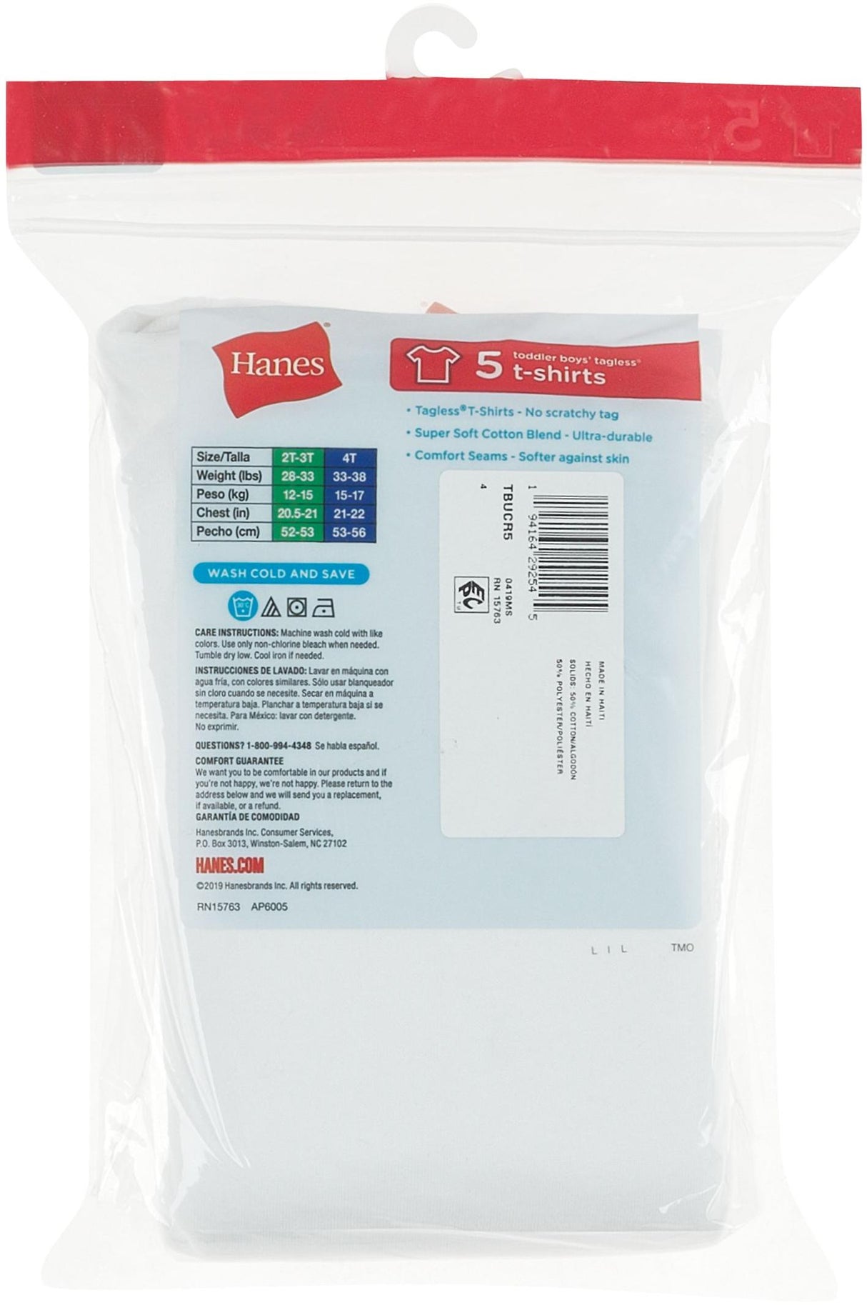 Hanes Toddler Boys Super Soft Crewneck Undershirts 5 Pack - TBUCR5 Hanes Toddler Boys Super Soft Crewneck Undershirts 5 Pack - TBUCR5