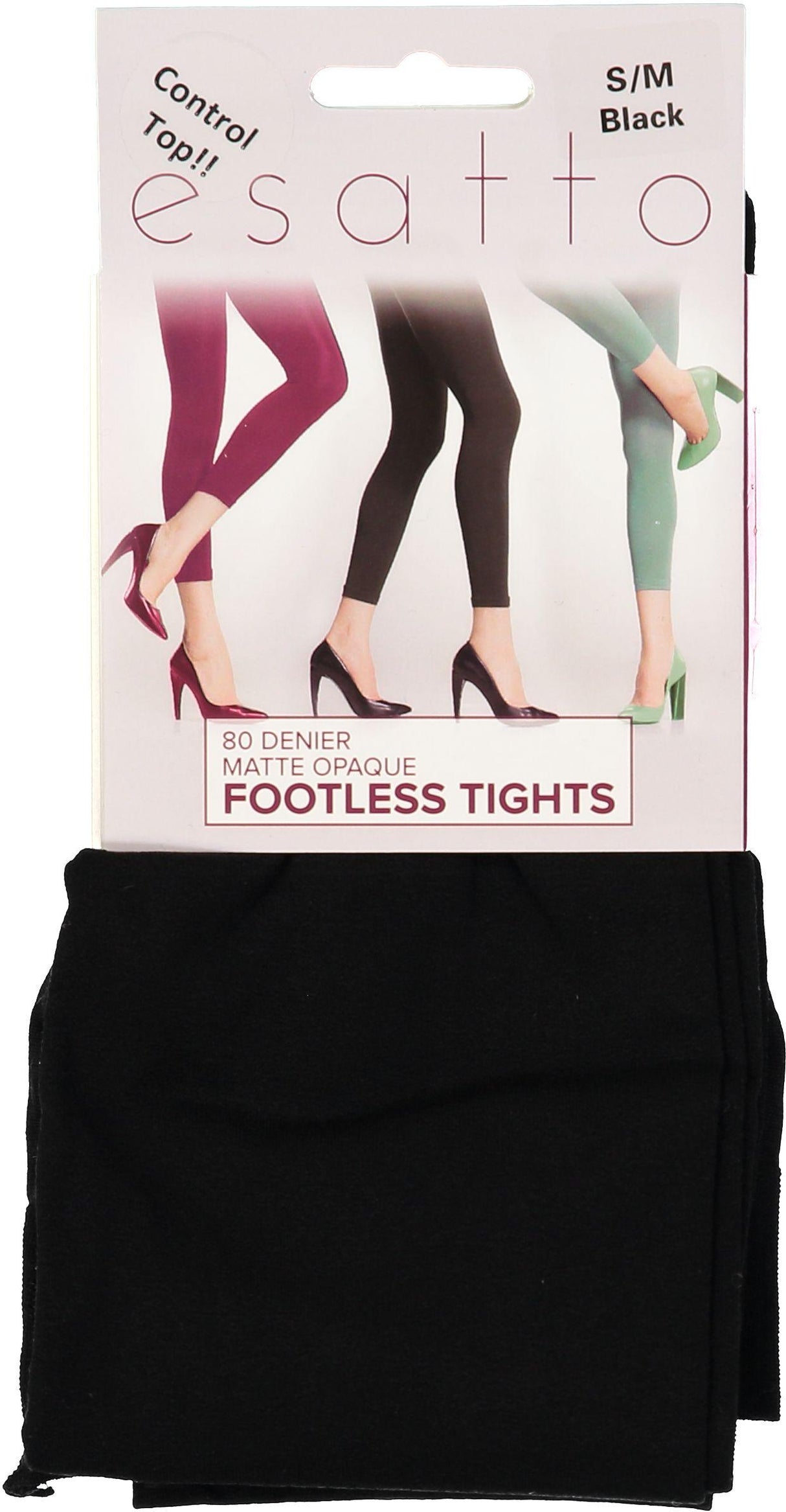 Esatto Womens 80 Denier Matte Opaque Control Top Footless Tights - EOFSB Esatto Womens 80 Denier Matte Opaque Control Top Footless Tights - EOFSB