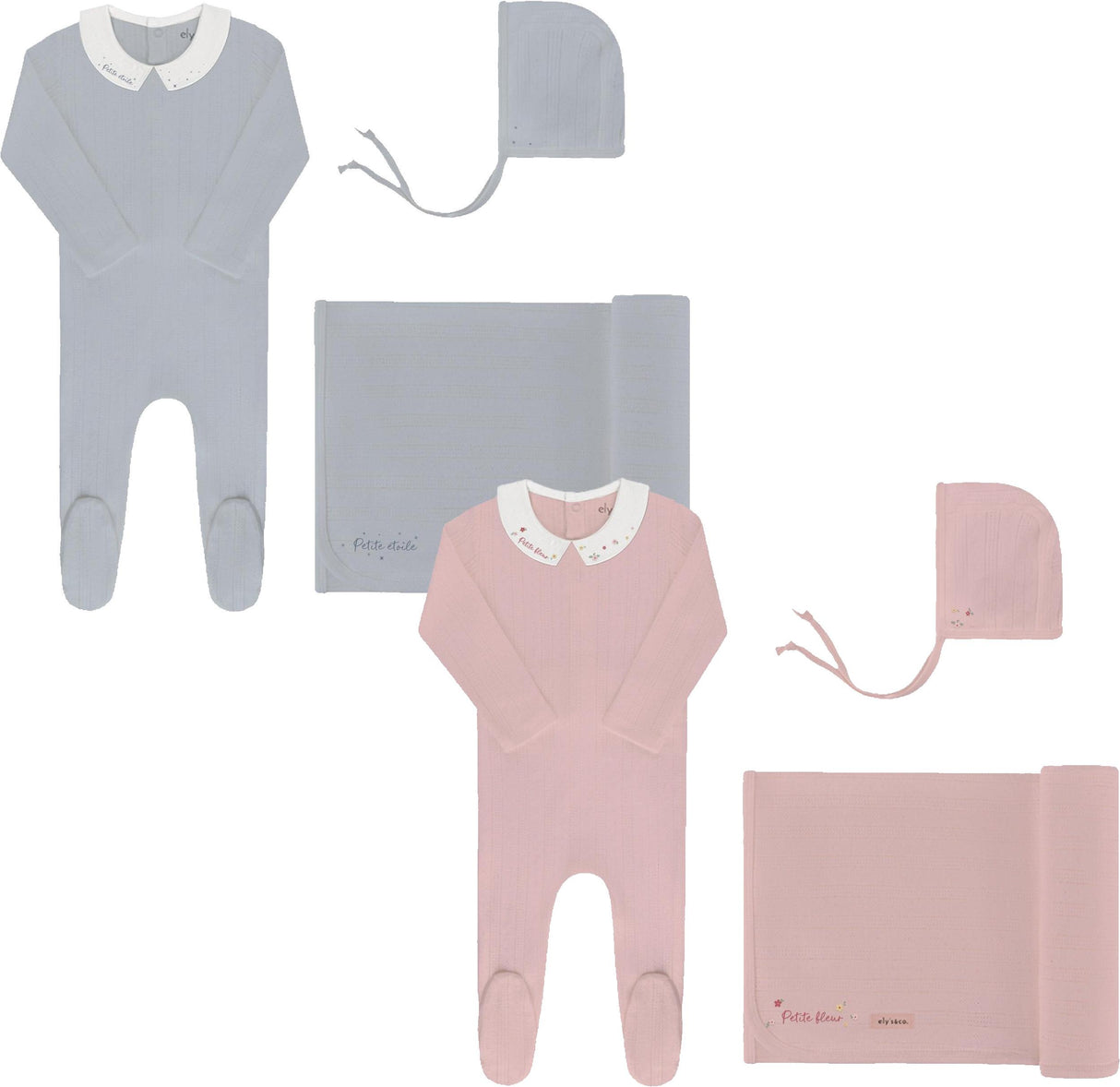 Ely's & Co Baby Boys Girls Cotton Footie, Bonnet, Blanket Gift Box Set - AW26-0017-0019 Ely's & Co Baby Boys Girls Cotton Footie, Bonnet, Blanket Gift Box Set - AW26-0017-0019