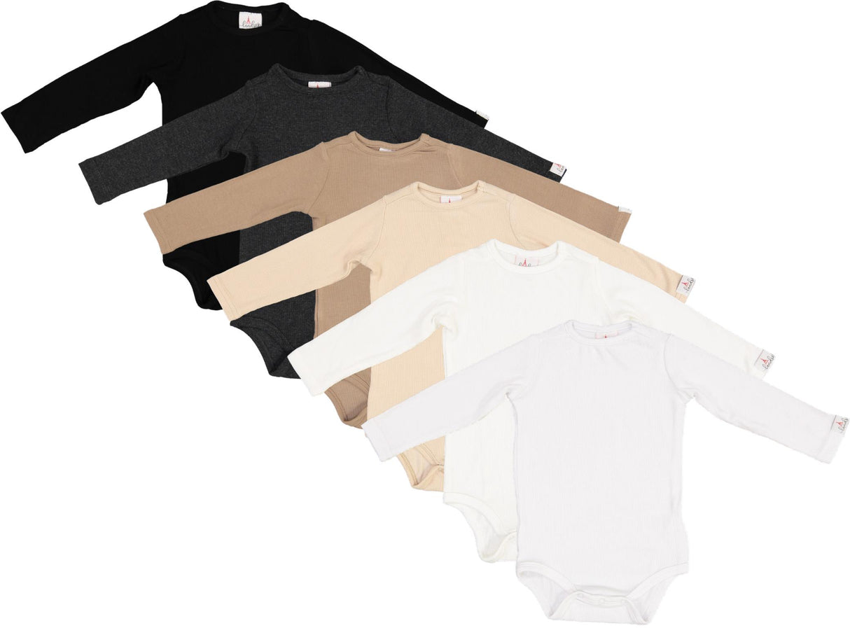 LandsKID Baby Boys Girls Long Sleeve Ribbed Modal Bodysuit - LK6 LandsKID Baby Boys Girls Long Sleeve Ribbed Modal Bodysuit - LK6