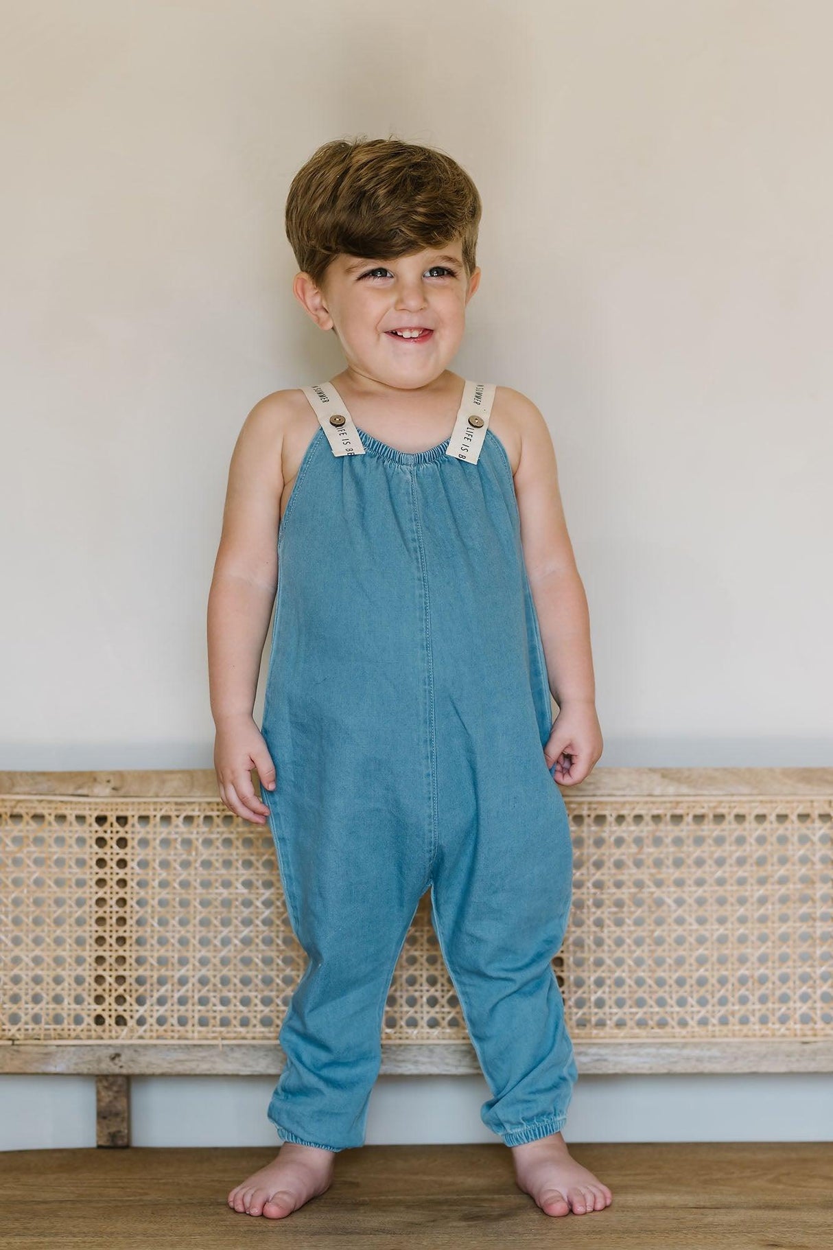 Analogie by Lil Legs Denim Tencel Collection Baby Toddler Boys Girls Romper - DTR Analogie by Lil Legs Denim Tencel Collection Baby Toddler Boys Girls Romper - DTR