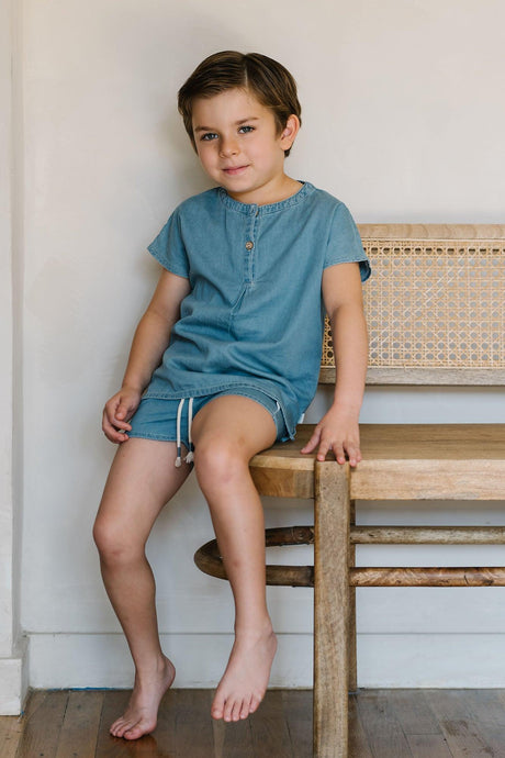 Analogie by Lil Legs Denim Tencel Collection Boys Short Sleeve Shirt - DTBST Analogie by Lil Legs Denim Tencel Collection Boys Short Sleeve Shirt - DTBST