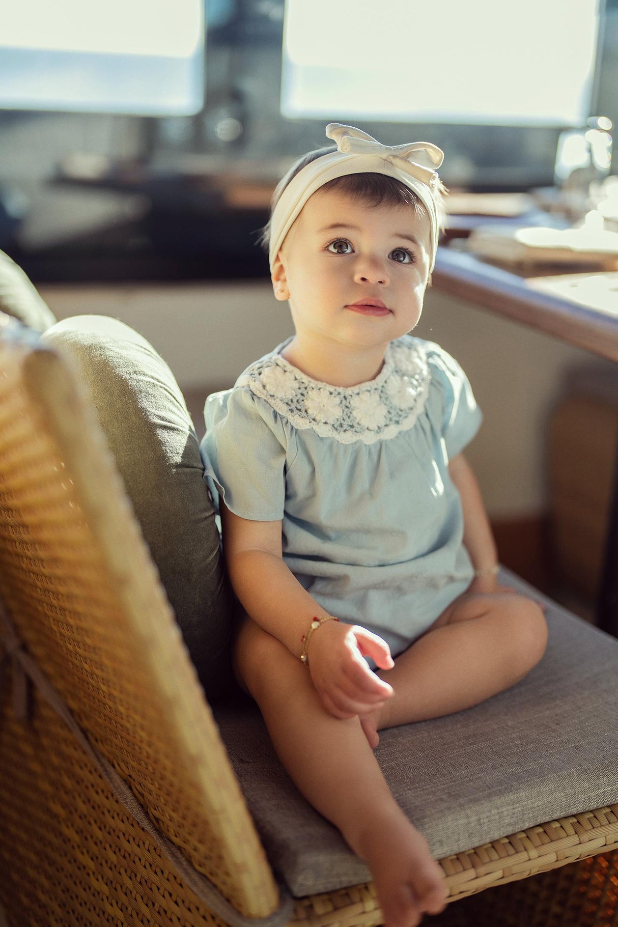 Apricot Baby Girls Crochet Neck Bubble Romper - SB5CY2595B Apricot Baby Girls Crochet Neck Bubble Romper - SB5CY2595B