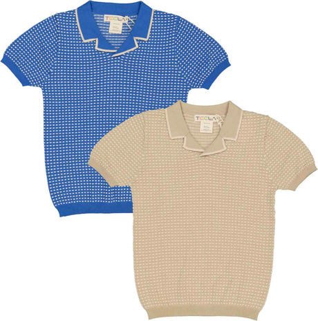 Teela Boys Knit Jaquard Short Sleeve Sweater - 18-072