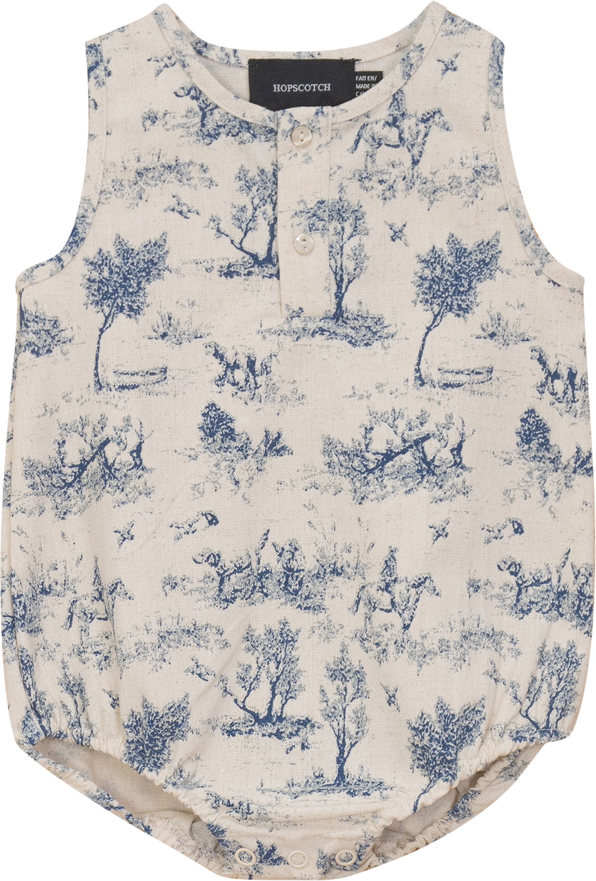 Hopscotch Baby Boys Tree Print Linen Romper - SB5CP7144A Hopscotch Baby Boys Tree Print Linen Romper - SB5CP7144A