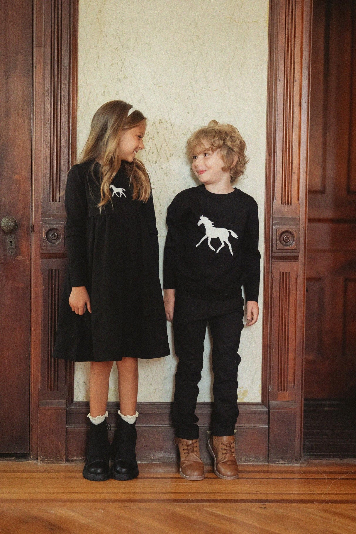 Puddles Girls Jacquard Horse Dress - WB6CY3064D Puddles Girls Jacquard Horse Dress - WB6CY3064D