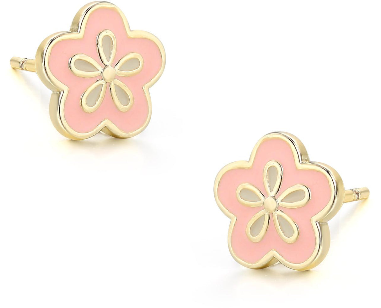 Tiny Gem Girls Pink Flower Earring - TG4008 Tiny Gem Girls Pink Flower Earring - TG4008