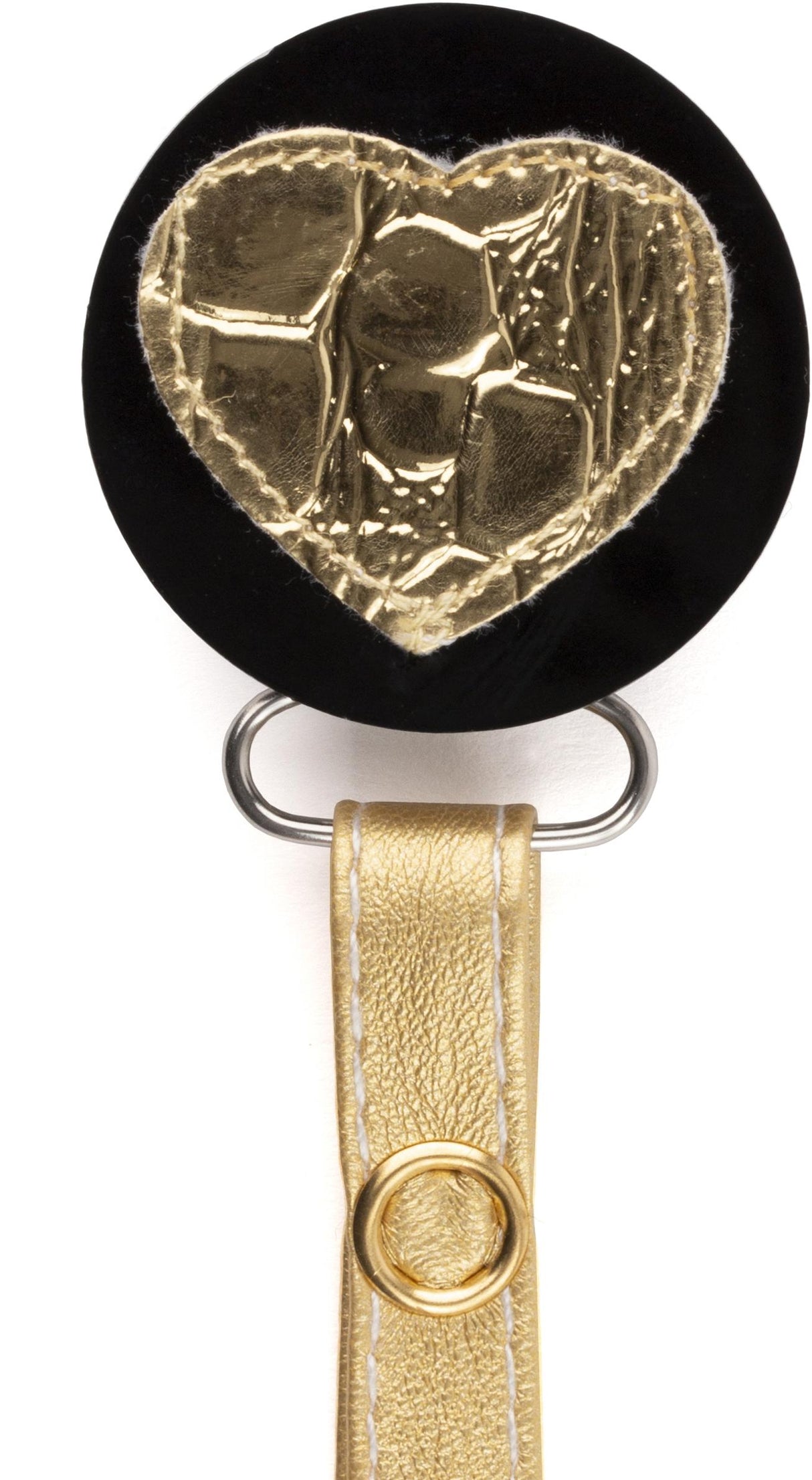 Classy Paci Black Gold Croc Heart Pacifier Clip - CPFW904 Classy Paci Black Gold Croc Heart Pacifier Clip - CPFW904
