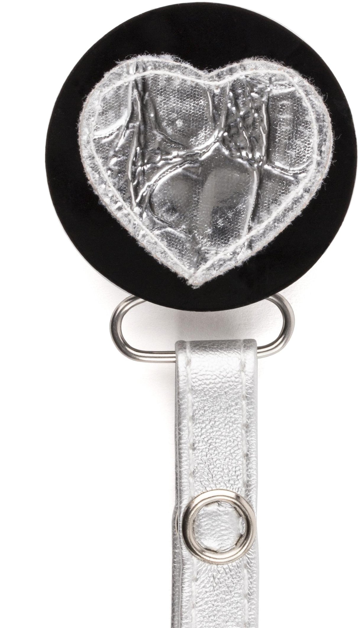 Classy Paci Black Silver Croc Heart Pacifier Clip - CPFW906 Classy Paci Black Silver Croc Heart Pacifier Clip - CPFW906