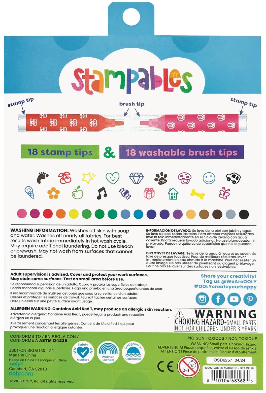 ooly Stampables Double Ended Stamp & Brush Markers 18 Pack - 130-122 ooly Stampables Double Ended Stamp & Brush Markers 18 Pack - 130-122