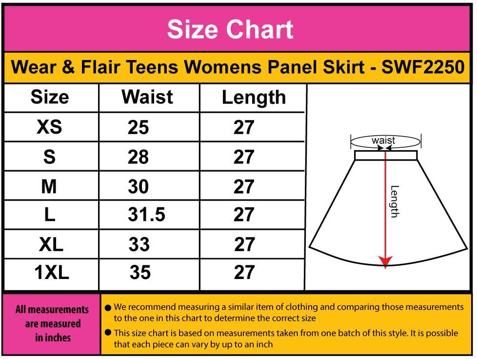 Wear & Flair Teens Womens Panel Skirt - SWF2250 Wear & Flair Teens Womens Panel Skirt - SWF2250