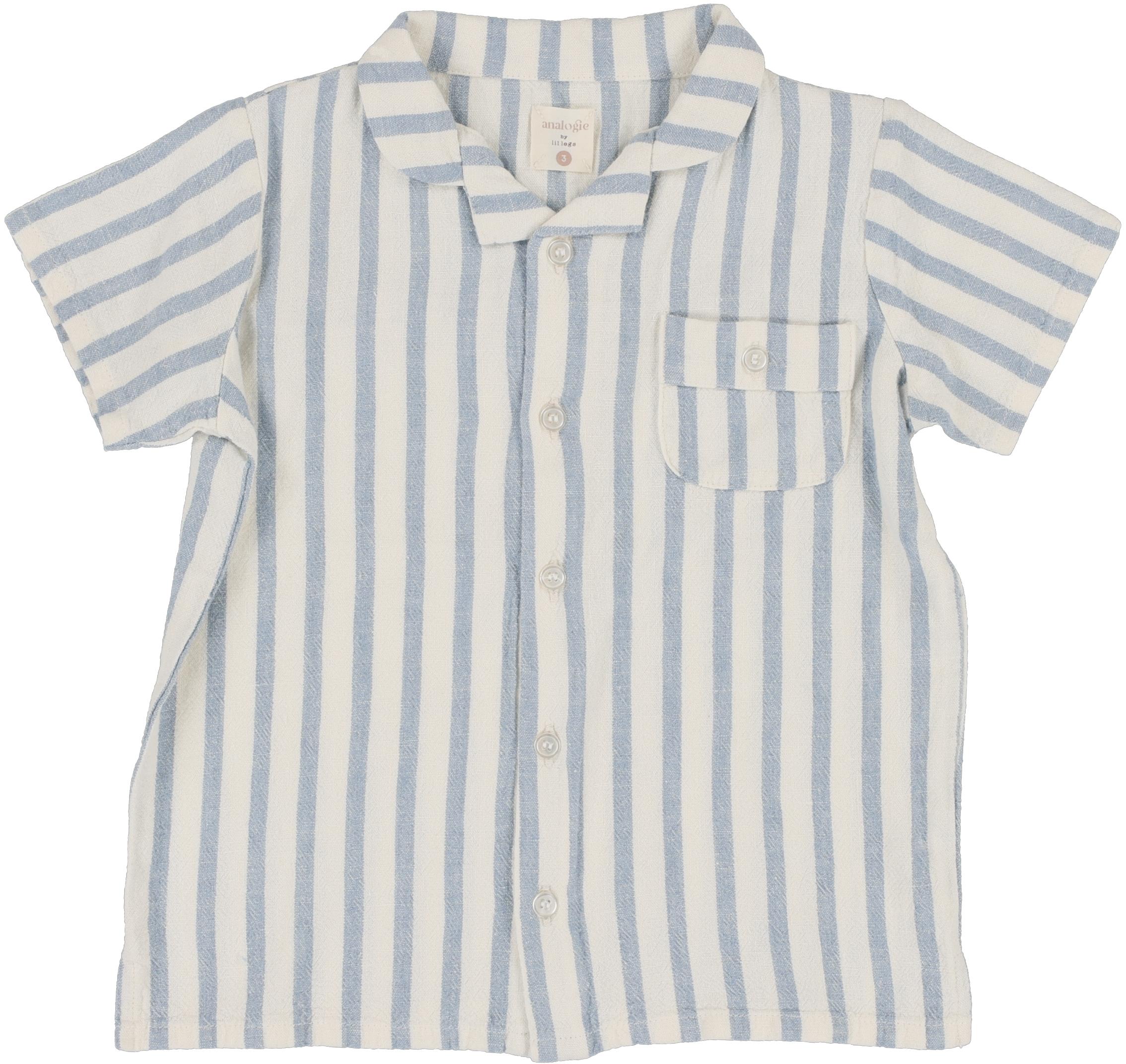 Analogie by Lil Legs Linen Stripe Collection Boys Short Sleeve Dress Shirt - LSBDS