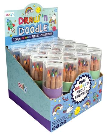 ooly Draw 'n' Doodle Mini Colored Pencils & Sharpener 12 Pack - 128-172 ooly Draw 'n' Doodle Mini Colored Pencils & Sharpener 12 Pack - 128-172