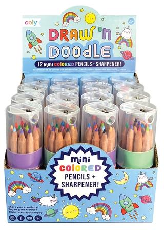 ooly Draw 'n' Doodle Mini Colored Pencils & Sharpener 12 Pack - 128-172 ooly Draw 'n' Doodle Mini Colored Pencils & Sharpener 12 Pack - 128-172