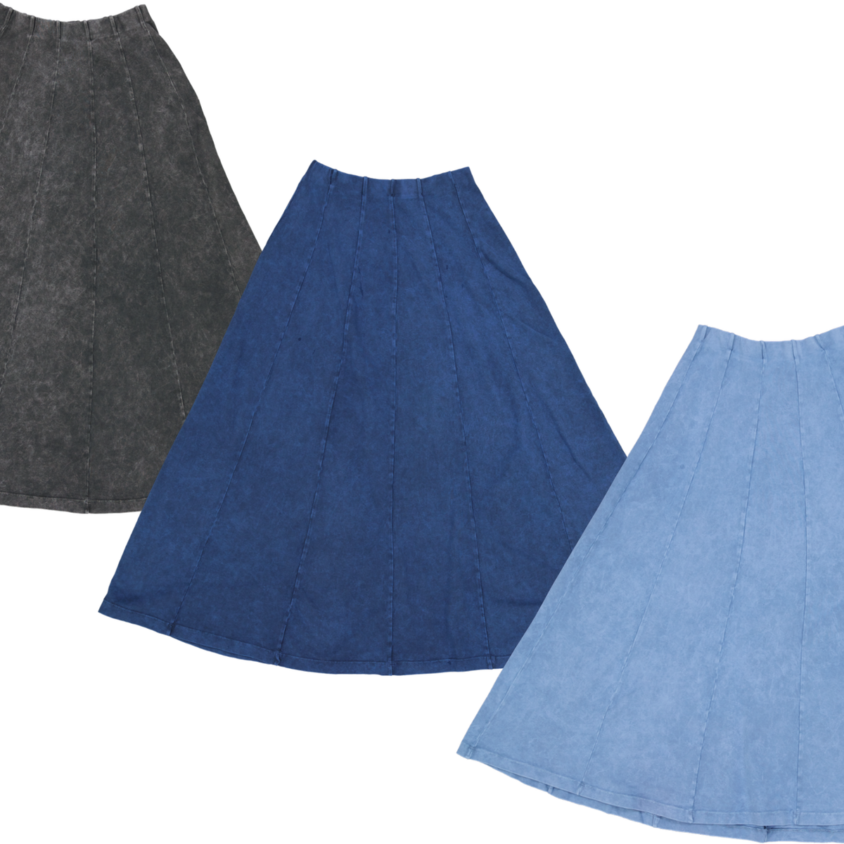 Kiki Riki Womens Maxi 36 Inch Stonewash Panel Skater Skirt - 42496