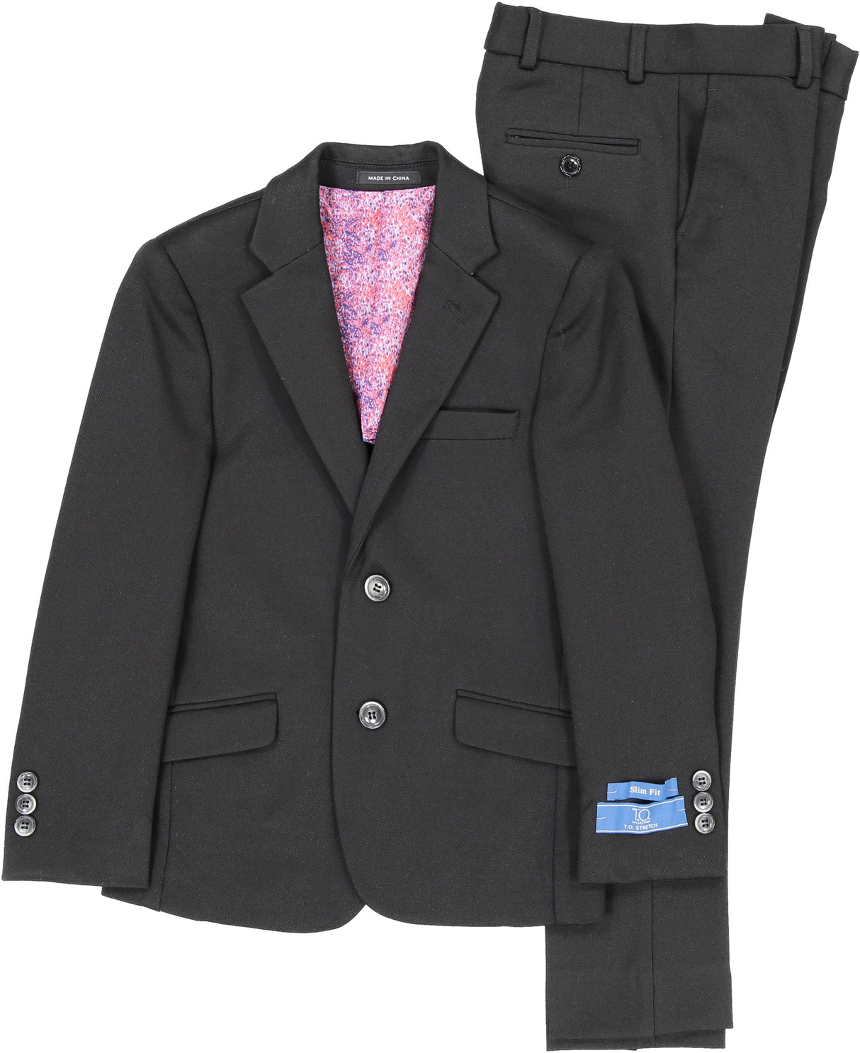 T.O. Collection Boys Black Stretch Suit Separates - A6 T.O. Collection Boys Black Stretch Suit Separates - A6
