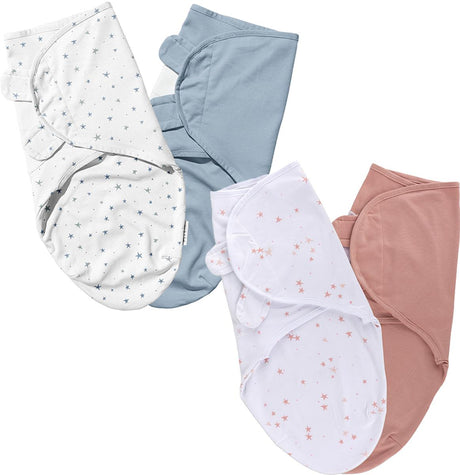 Ely's & Co Stars & Solid Adjustable Swaddle 2 Pack