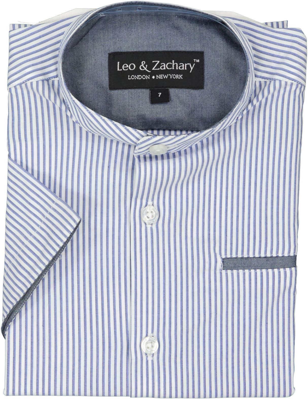 Leo & Zachary Boys Short Sleeve Dress Shirt with Mandarin Collar - 5871