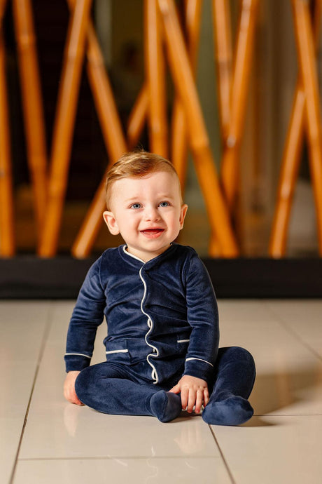 Pouf Baby Boys Girls Velour Footie & Beanie Set