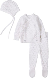 MiniMoi by Memoi Baby Boys Knit Bris Outfit & Bonnet Set - INT09648