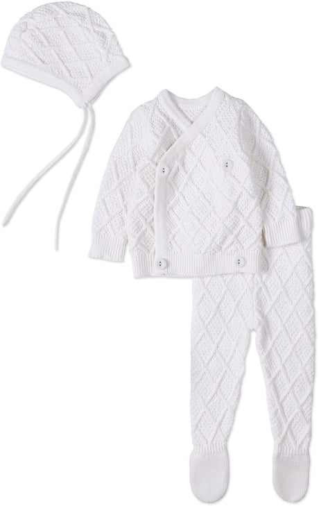 MiniMoi by Memoi Baby Boys Knit Bris Outfit & Bonnet Set - INT09648