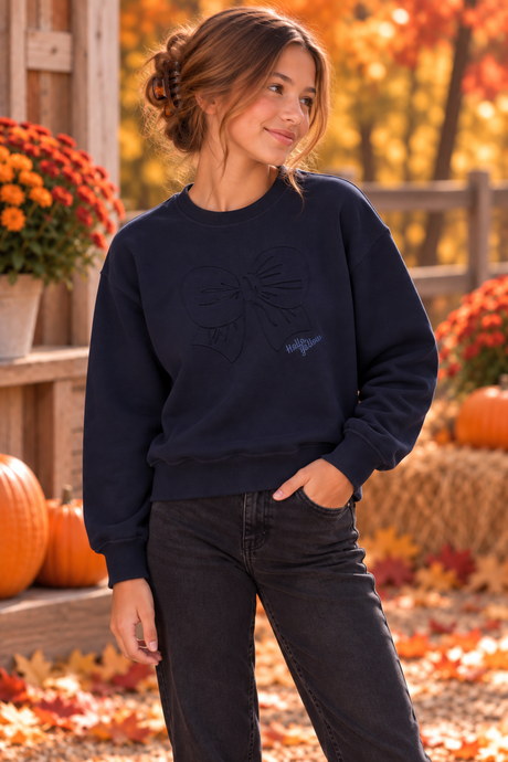 Hello Yellow Girls Bow Imprint Sweatshirt - C-27361