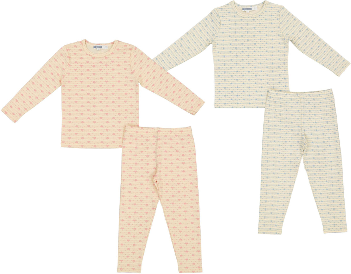 Whipped Cocoa Boys Girls Striped Hearts/Stars Cotton Pajamas - SB6CY2859E