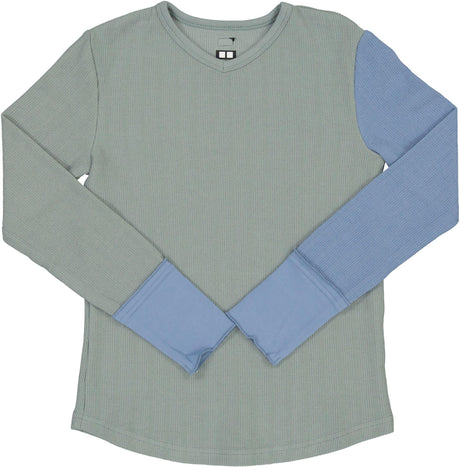 2 Squares Girls Teens Textured Contrast Sleeve T-shirt - SB4CP5078TC