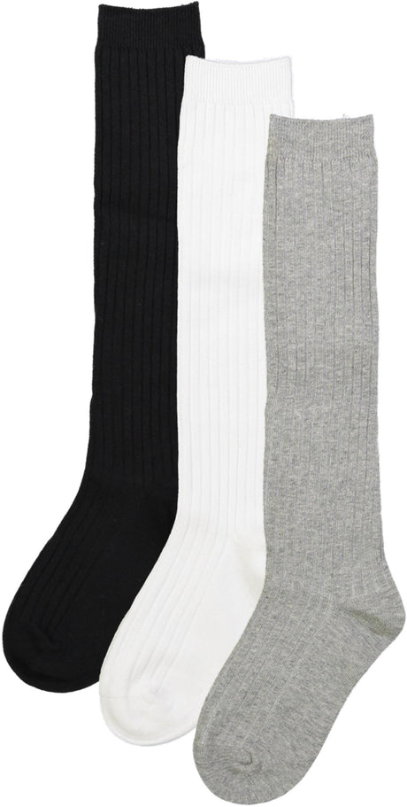 Spot On Basics by Memoi Girls Ribbed Cotton Knee Socks - SP-1039