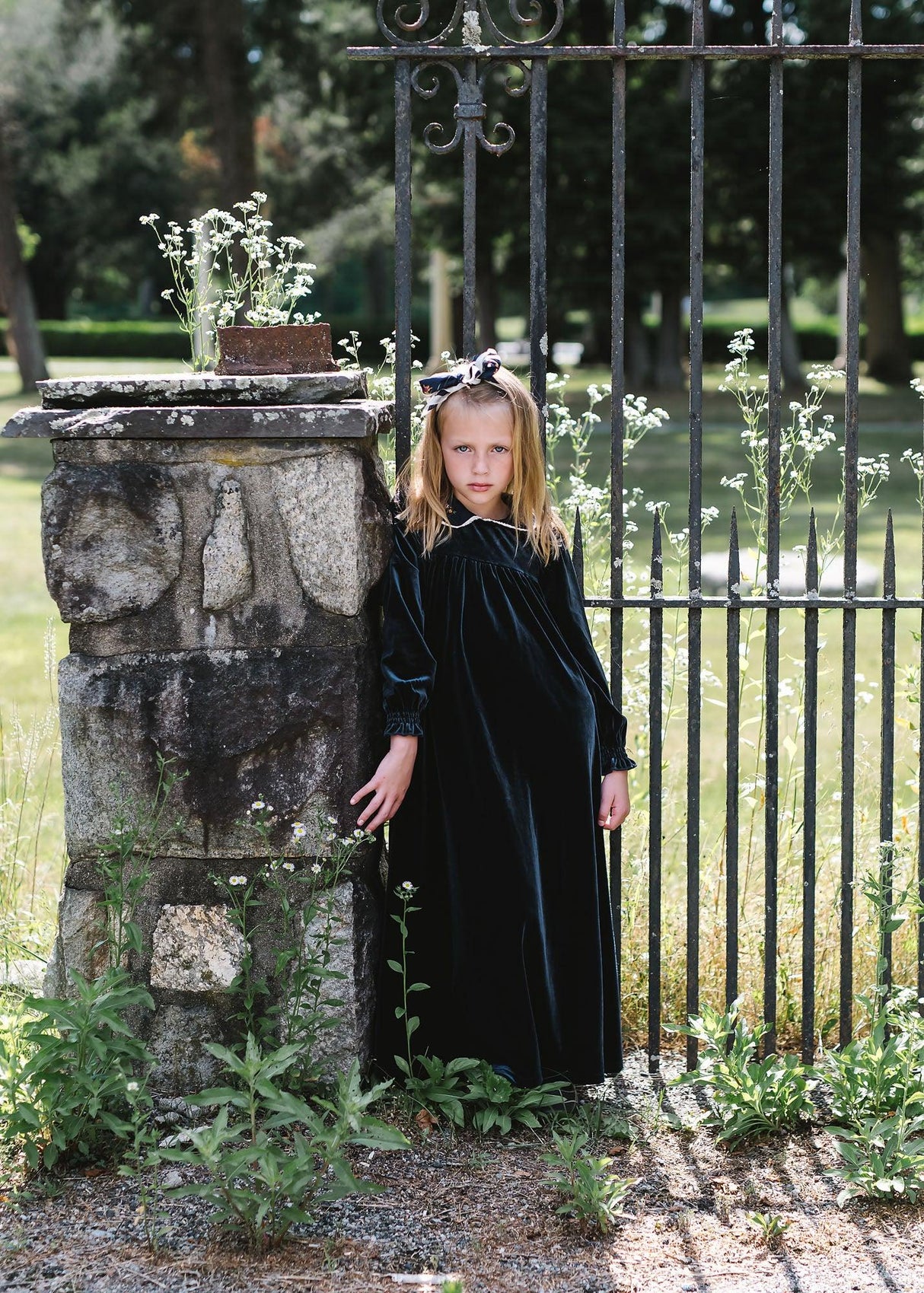 Lil Legs Shabbos Collection Girls Velour Collar Maxi Robe