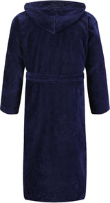 Abstract Mens Navy Terry Robe with Hood - 120-NVY