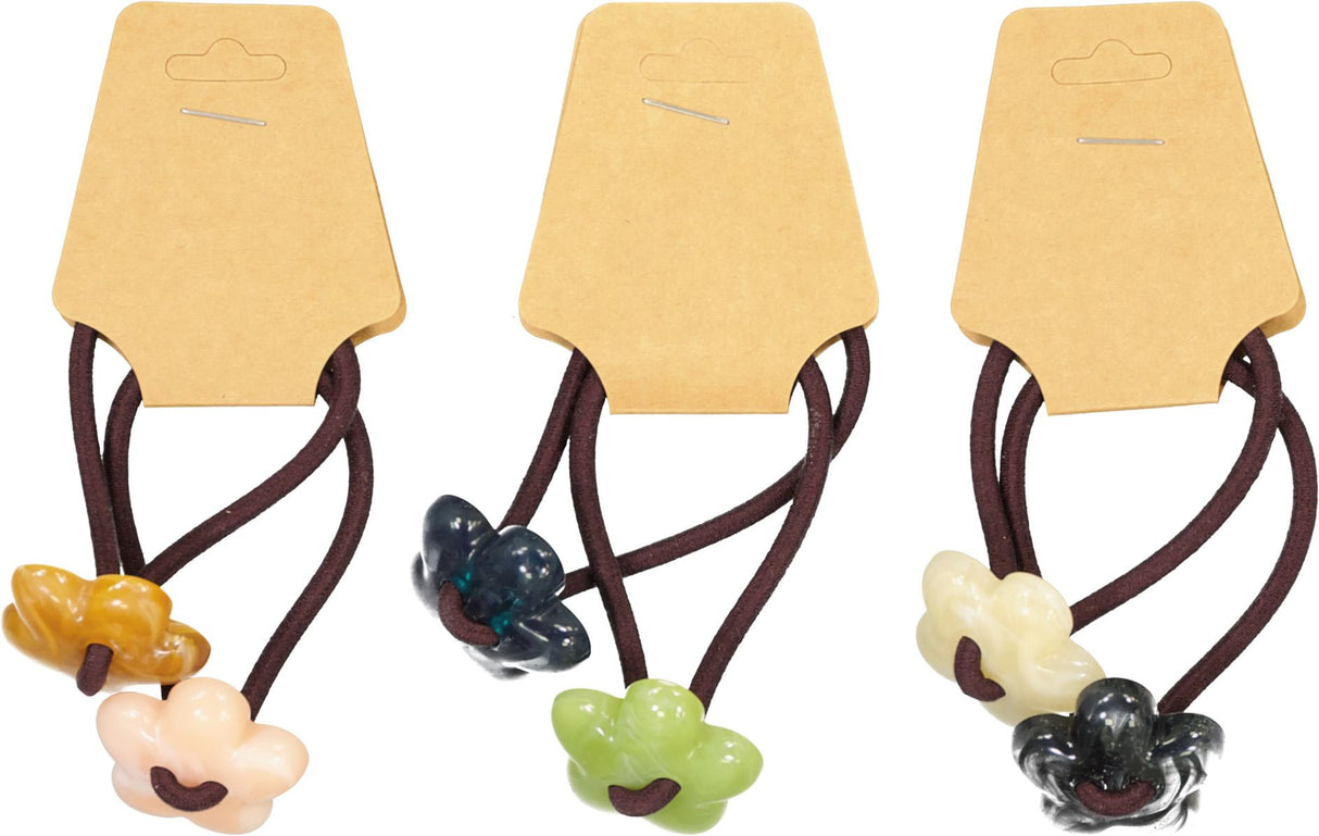 Keshet Acrylic Flower Ponytail Holder 2 Pack - PT2612