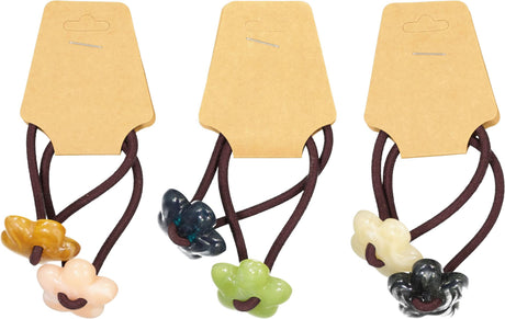 Keshet Acrylic Flower Ponytail Holder 2 Pack - PT2612