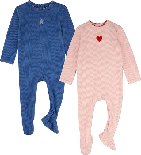MiniMoi by Memoi Baby Boys Girls Embroidered Footie - IAA10465/IAA10502