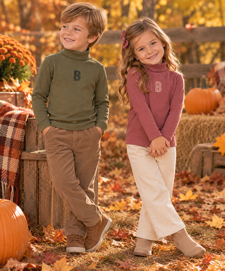 Bonjoy Boys Girls Corduroy Detail Turtleneck - TW26012TU