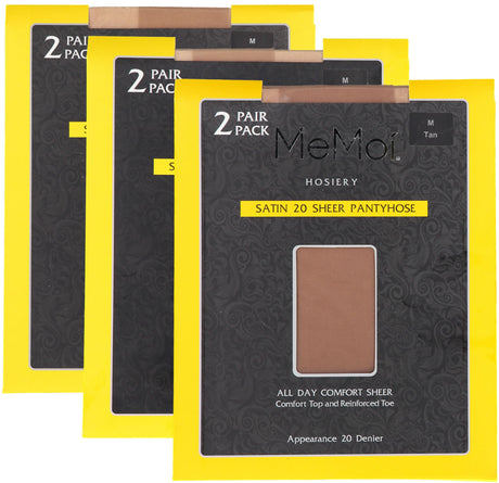 Memoi Womens Satin Sheer 20 Denier Pantyhose 2 Pack - MS-650