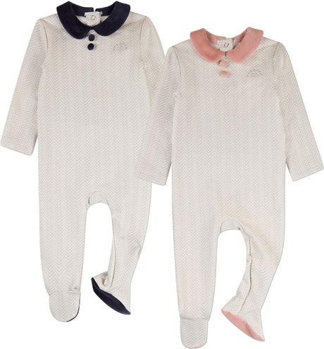 MiniMoi by Memoi Baby Boys Girls Chevron Cotton Footie - IAA10483