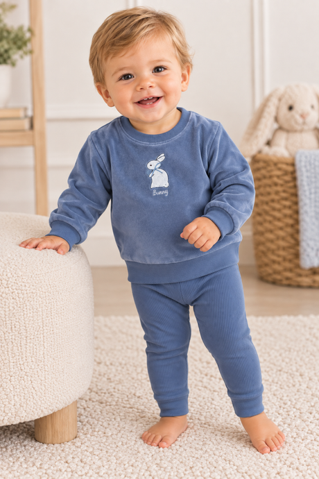 Bondoux Bebe Baby Boys Girls Sweet Bunny Velour Outfit - W26-333TP
