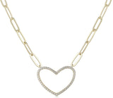 Tiny Gem Paper Clip Heart Necklace - TG2022
