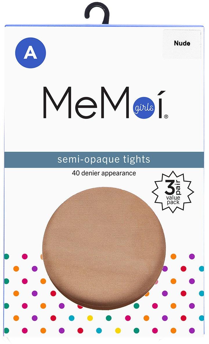 Memoi Girls Semi Opaque 40 Denier Tights Pantyhose 3 Pack - MK-3053