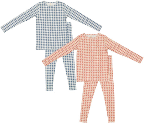 Bonjoy Boys Girls Checkered Charm Cotton Pajamas - BLSS26073LP