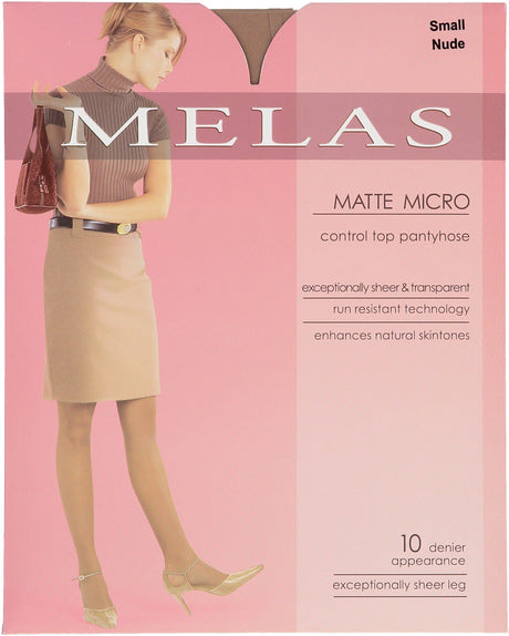 Melas Womens Matte Mirco Control Top 10 Denier Pantyhose - AS-617