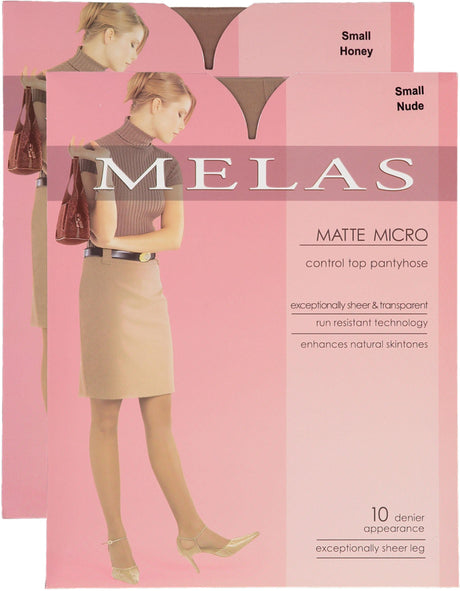 Melas Womens Matte Mirco Control Top 10 Denier Pantyhose - AS-617