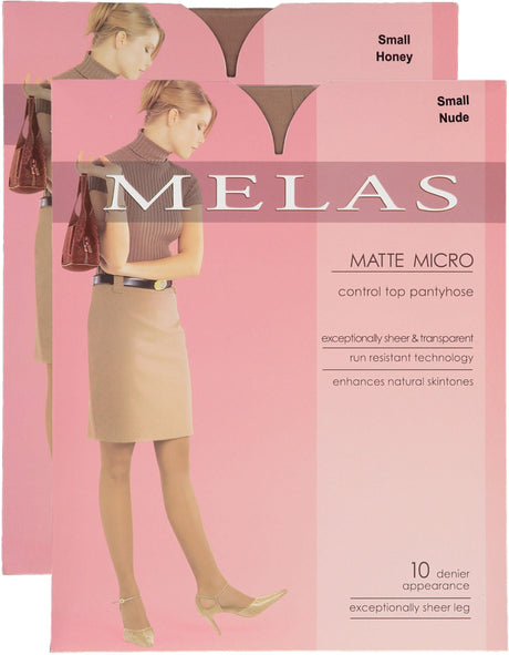 Melas Womens Matte Micro Control Top 10 Denier Pantyhose - AS-617