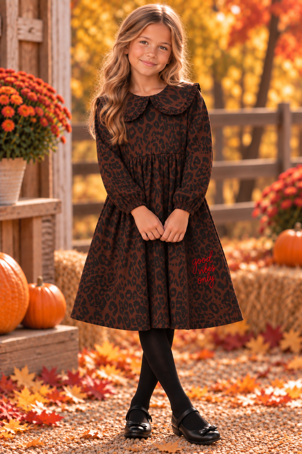 Creative Genius Girls Leopard Print Dress - C-27391