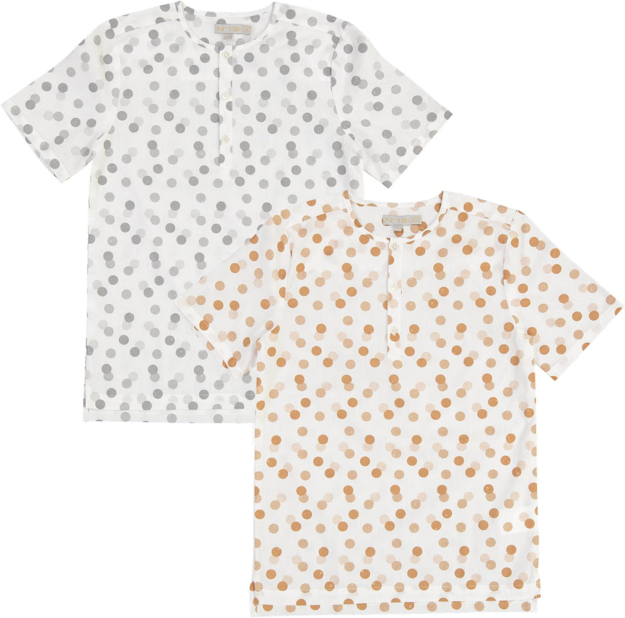 N° 18 Kids Boys Dot Print Short Sleeve Dress Shirt - SB2CY1672